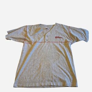 Vintage‎ Wilson Athleticwear XXL Baseball Jersey Style Shirt Gray Red...